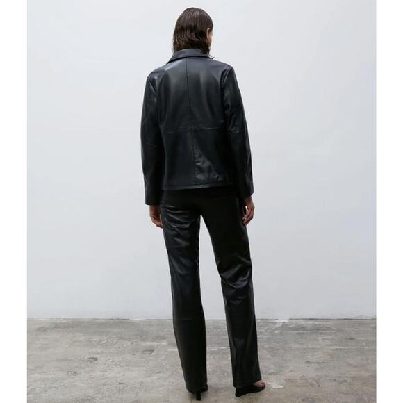 Paris Georgia Tia Lamb Leather Pants in Black M - Picture 4 of 5